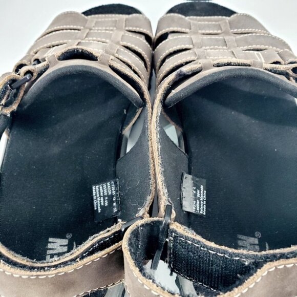 Drew Mason Men's 13W Brown Leather Fisherman Hook & Loop Straps Sandals - Picture 6 of 9